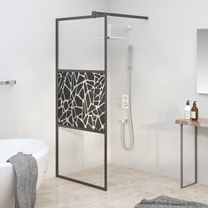 vidaXL Duschv&auml;gg 80x195cm ESG-glas med stendesign svart