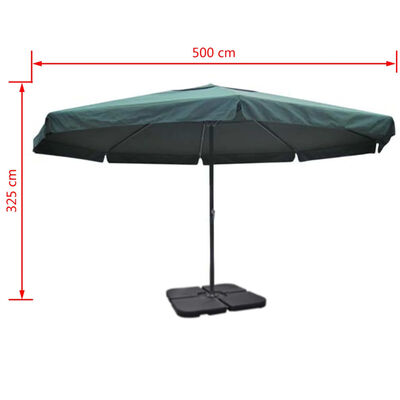 Parasoll aluminium med portabel grön parasollfot