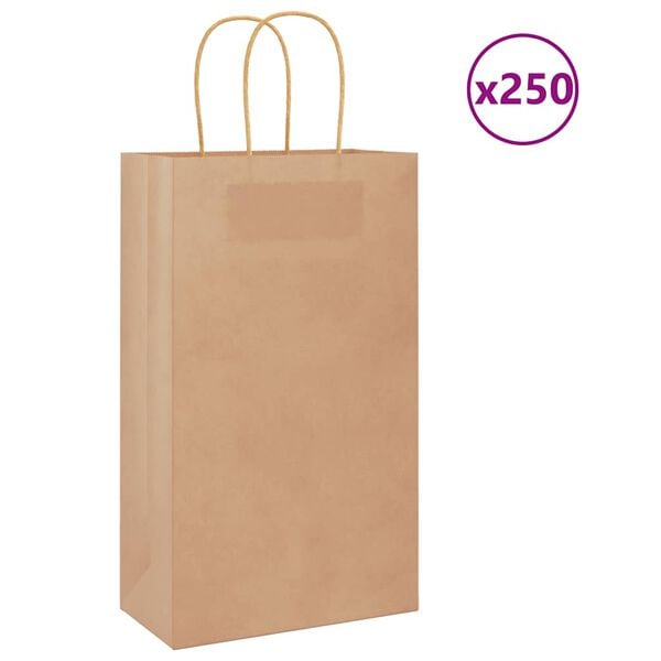 vidaXL Pappersp&aring;sar 250 st med handtag brun 21x11x36 cm