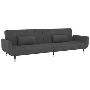 vidaXL B&auml;ddsoffa 2-sits med tv&aring; kuddar m&ouml;rkgr&aring; sammet