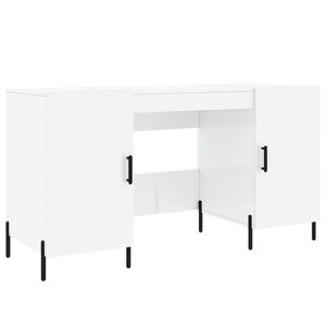 vidaXL Skrivbord vit h&ouml;gglans 140x50x75 cm konstruerat tr&auml;