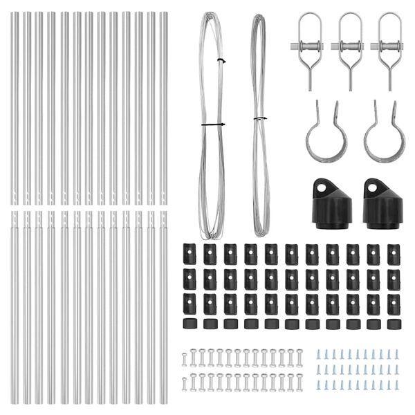 vidaXL Staketstolpar 13 pcs Silver Ø32mm 170 cm Galvaniserat stål