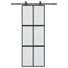 vidaXL Skjutdörr med beslag svart 76x205 cm härdat glas