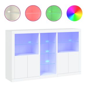 vidaXL Sk&auml;nk med LED-belysning vit 162x37x100 cm