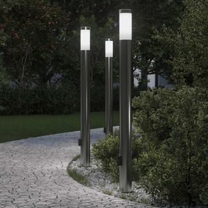 vidaXL Pollare med uttag 3 st 110 cm rostfritt st&aring;l IP44