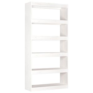 vidaXL Bokhylla/Rumsavdelare vit 80x30x167,4 cm massiv furu