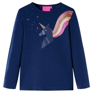 T-shirt med l&aring;nga &auml;rmar f&ouml;r barn marinbl&aring; 92