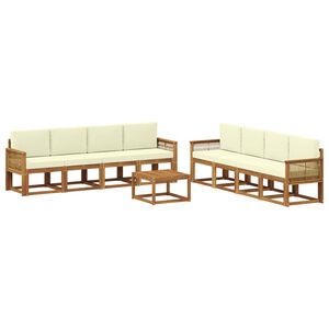 vidaXL Utomhussoffset 9 st Naturlig och Gr&auml;dde Polyester