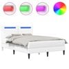 vidaXL S&auml;ngram med LED-ljusslingor Vit 140 x 190 cm Konstl&auml;der