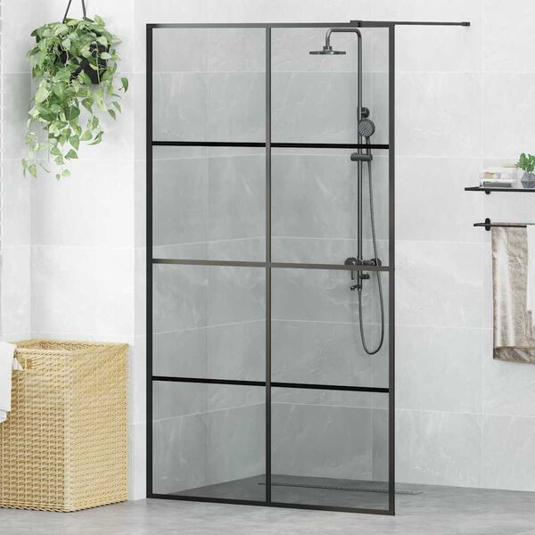 vidaXL Walk-in Duschv&auml;gg Svart 115 x 195 cm h&auml;rdat glas