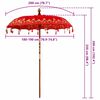 vidaXL Balinesisk Parasol Röd 185 x 185 x 260 cm Bomull