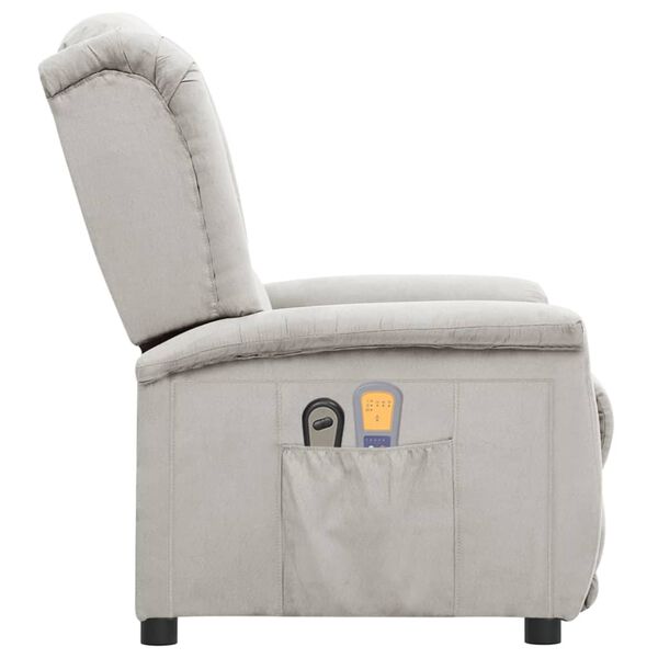 vidaXL Elektrisk massagefåtölj ljusgrå mikrofibertyg