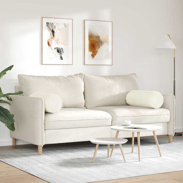 vidaXL Bolsterkuddar 2 pcs Kr&auml;m &Oslash; 25 x 70 cm Kordread tyg