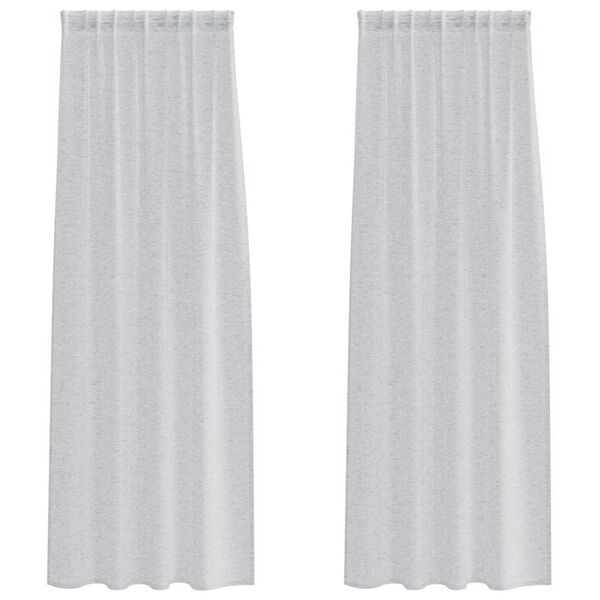 vidaXL Voile Gardin med gardiner 2 pcs Ljusgr&aring; 225 x 140 cm Polyester