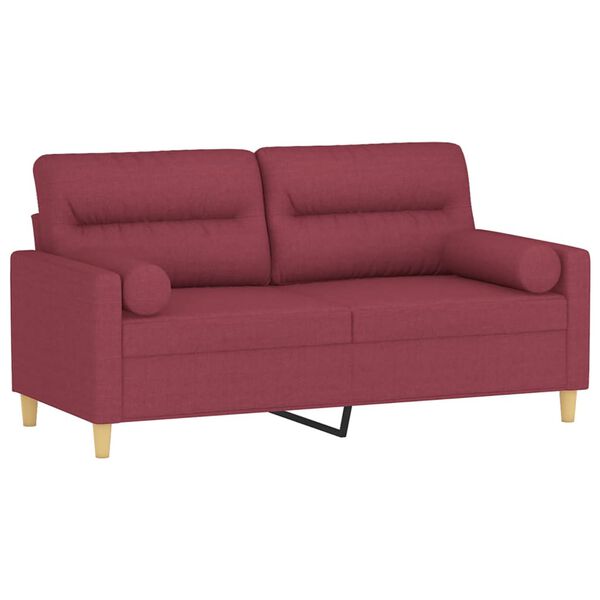 vidaXL 2-sits soffa med prydnadskuddar vinröd 140 cm tyg