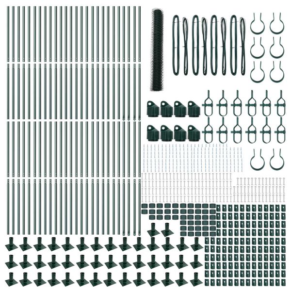vidaXL Stängselstolpe Grön 100 x 1,2 m (50 mm nät) Stål och PVC