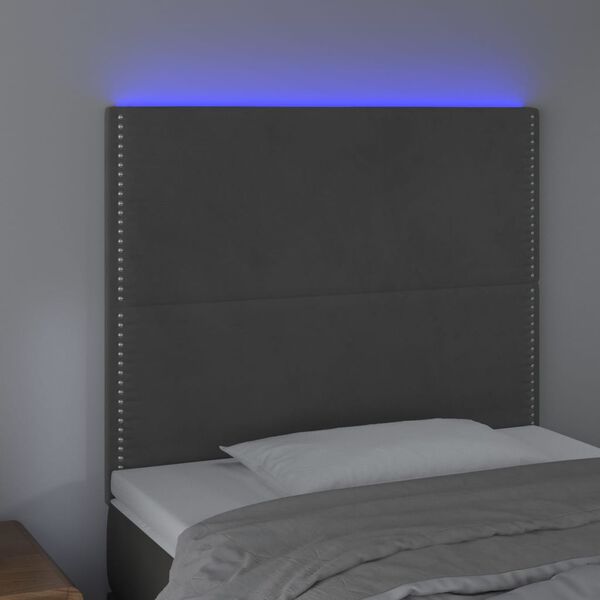 vidaXL S&auml;nggavel LED m&ouml;rkgr&aring; 100x5x118/128 cm sammet