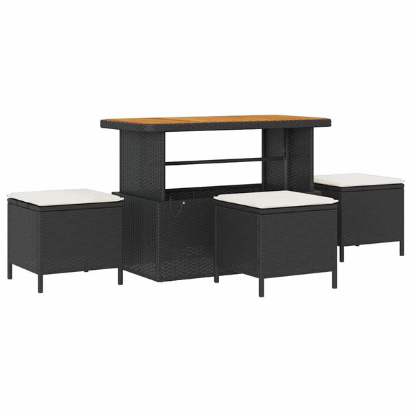 vidaXL Tr&auml;dg&aring;rdsoffset med kudde med lagring 10 pcs Svart Poly rattan