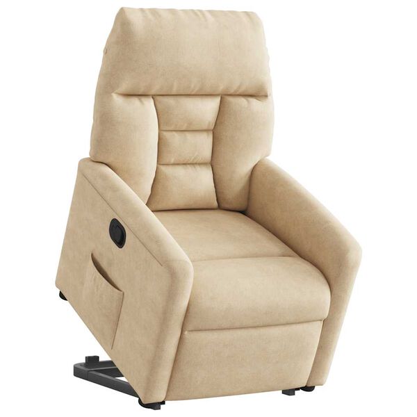 vidaXL Reclinerf&aring;t&ouml;lj med uppresningshj&auml;lp gr&auml;ddvit mikrofibertyg