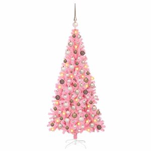 vidaXL Julgran med 300 LED-lampor med stativ Rosa 180 cm PVC