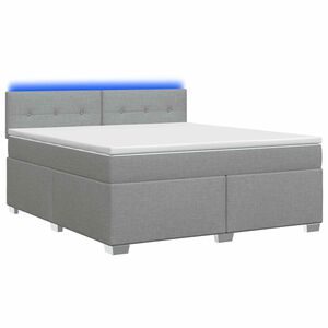 vidaXL Boxspring s&auml;ng med madrass och LED Ljusgr&aring; 140 x 200 cm Tyg