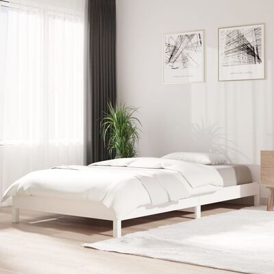 vidaXL Stapelbar säng vit 100x200 cm massivt furuträ