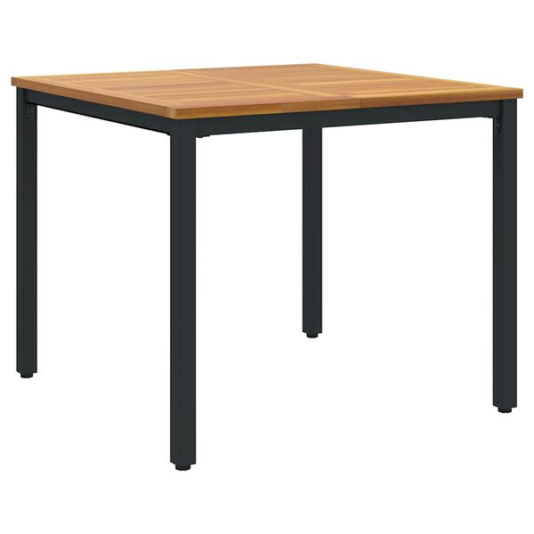 vidaXL Utomhusbord Natur och svart 90 x 90 x 75 cm massivt akacia