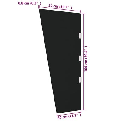 vidaXL Sidopanel för entrétak svart 50x100 cm härdat glas