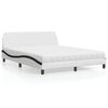 vidaXL Bed with Mattress "Dover" White and Black 160x200 cm Faux Leather