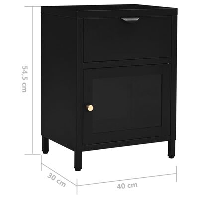 vidaXL Sängbord 2 st svart 40x30x54,5 cm stål och glas