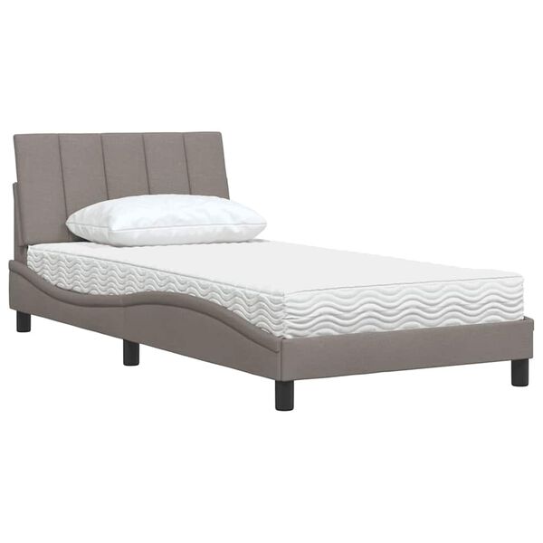 vidaXL Bed with Mattress "Hanko" Taupe 100x200 cm Fabric