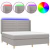 vidaXL Rams&auml;ng med madrass & LED ljusgr&aring; 160x200 cm tyg