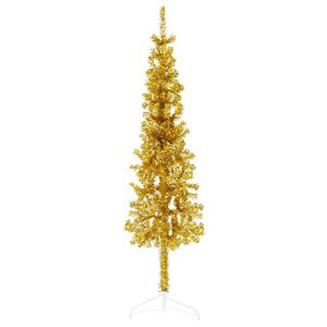vidaXL Smal halv plastgran med stativ guld 120 cm