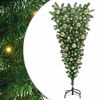vidaXL Upp-och-ned konstgjord belyst julgran med bollar-set 120 cm PVC