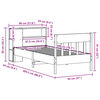 vidaXL S&auml;ng med bokhylla utan madrass 90x200cm massiv furu