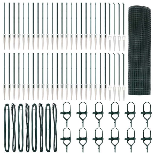 vidaXL St&auml;ngselstolpe Gr&ouml;n 100 x 0,6 m (19 x 19 mm n&auml;t) St&aring;l och PVC