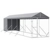 vidaXL Hundg&aring;rd med tak silver 2x10x2,5 m galvaniserat st&aring;l