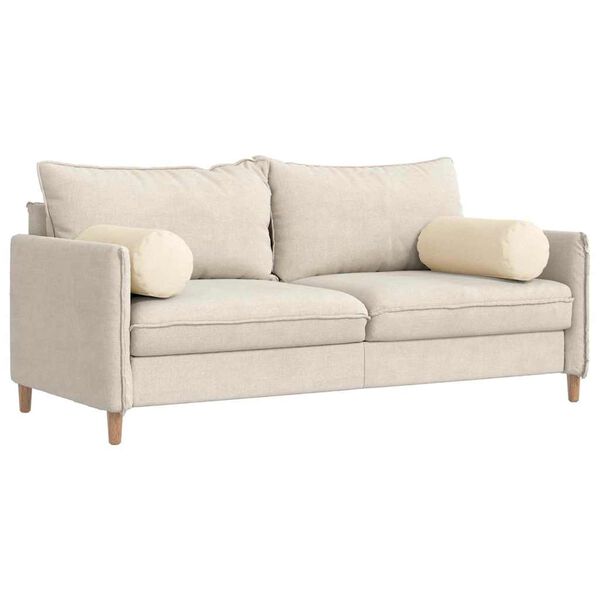 vidaXL Bolsterkuddar 2 pcs Kr&auml;m &Oslash; 25 x 70 cm Kordread tyg