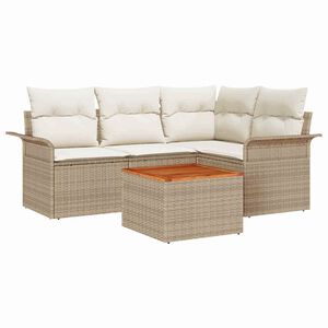 vidaXL Tr&auml;dg&aring;rdsoffset 5 pcs Beige och gr&auml;ddf&auml;rgad konstrotting