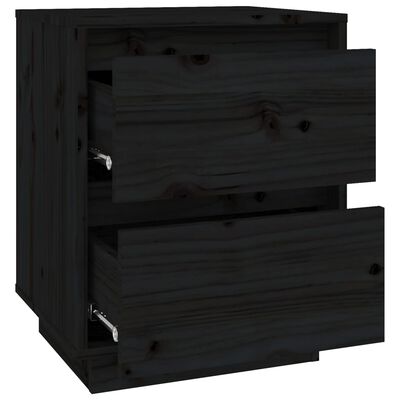 vidaXL Sängbord 2 st svart 40x35x50 cm massiv furu
