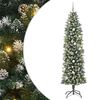 vidaXL Konstgjort smalt jultr&auml;d med 300 LED-lampor Gr&ouml;n och Vit 240 cm
