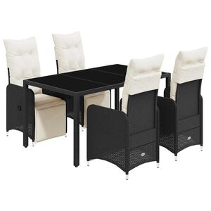 vidaXL Caf&eacute;set med dynor 5 delar konstrotting svart