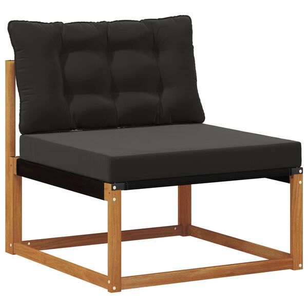 vidaXL Utomhussoffset med kudde 5 pcs Naturlig och svart