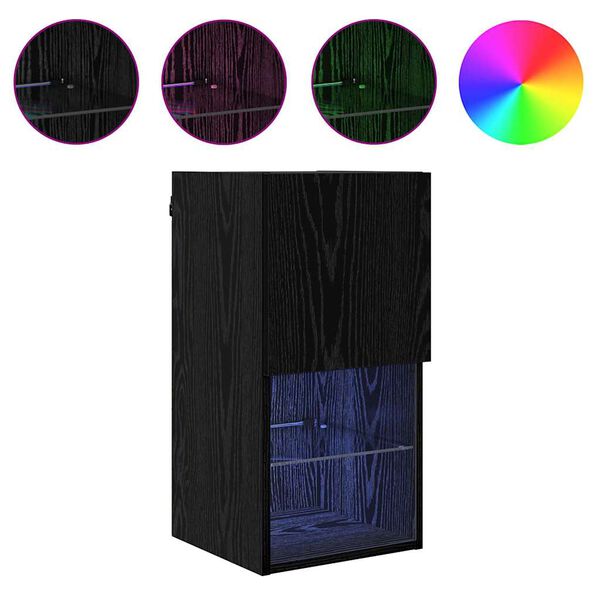 vidaXL V&auml;ggmonterad TV-sk&aring;p Svart Ek 30,5 x 30 x 60 cm Konstruerat tr&auml;