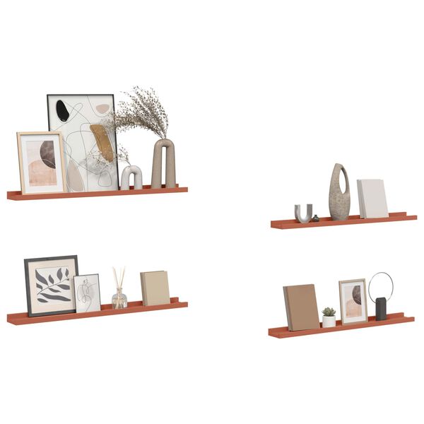 vidaXL V&auml;gg hylla med hylla 4 pcs R&ouml;d 80 x 9 x 3 cm Konstruerat tr&auml;