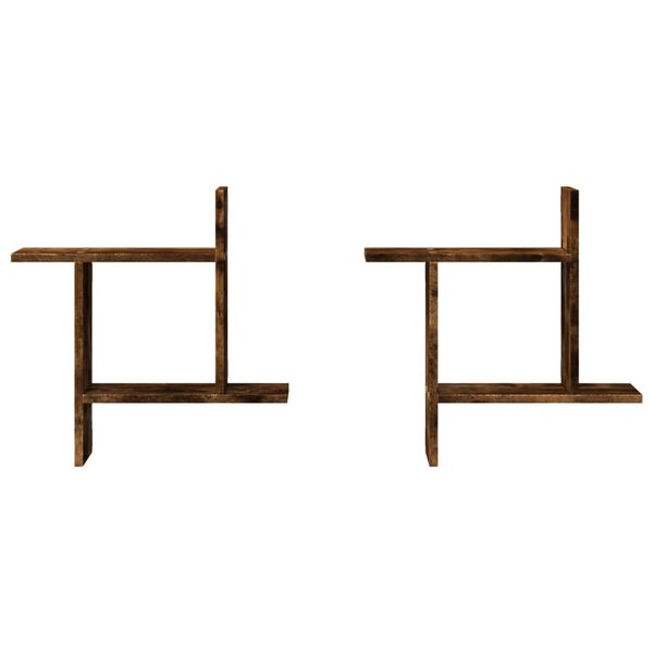 vidaXL V&auml;gghyllor 2 st r&ouml;kf&auml;rgad ek 50x12x50 cm konstruerat tr&auml;