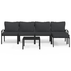 vidaXL Loungegrupp 6 delar m&ouml;rkgr&aring; dynor st&aring;l