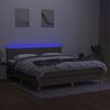vidaXL Rams&auml;ng med madrass & LED taupe 180x200 cm tyg