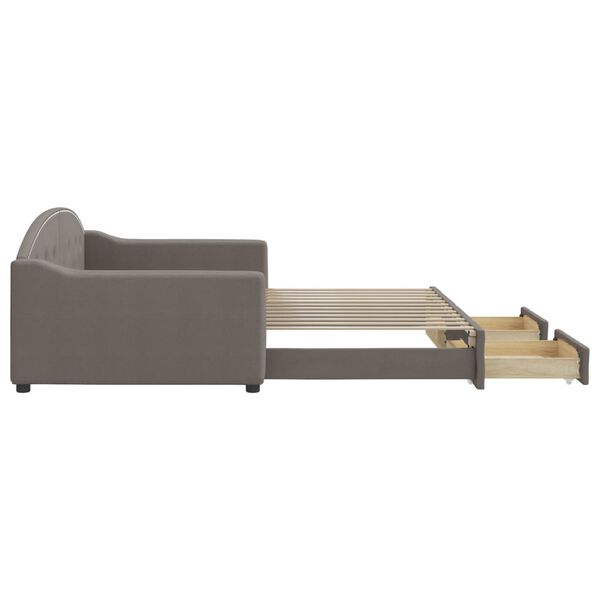 vidaXL Dagb&auml;dd utdragbar med l&aring;dor taupe 100x200 cm tyg
