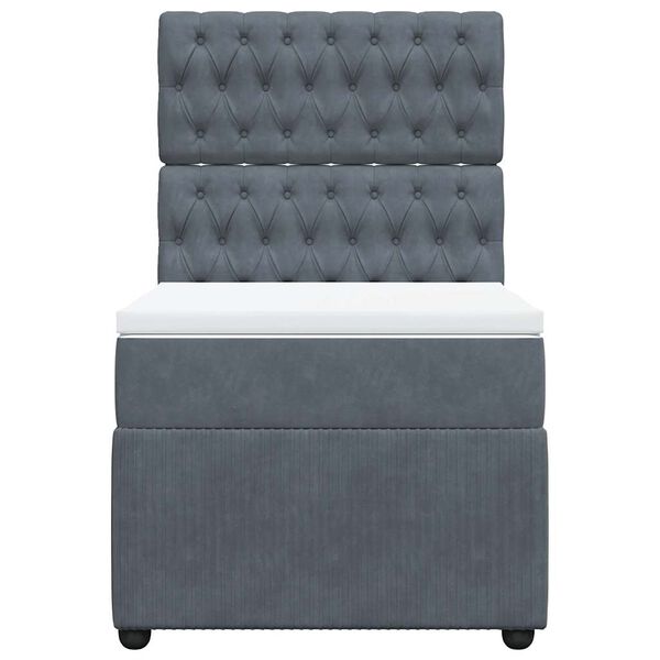 vidaXL Rams&auml;ng med madrass m&ouml;rkgr&aring; 100x200 cm sammet